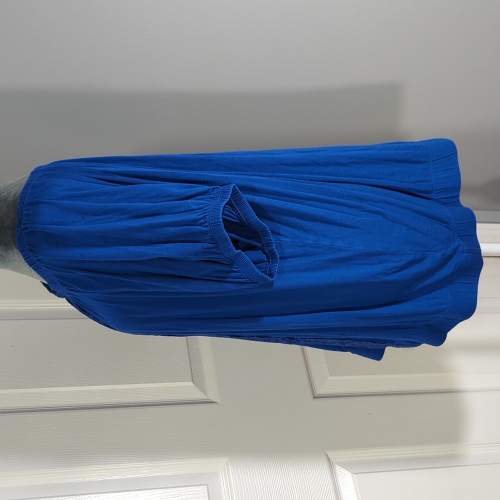 Lane Bryant Peasant Style Blue Top with Lace. - Picture 4 of 12